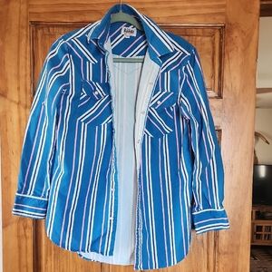 Blue Striped Casual Button-Down Shirt